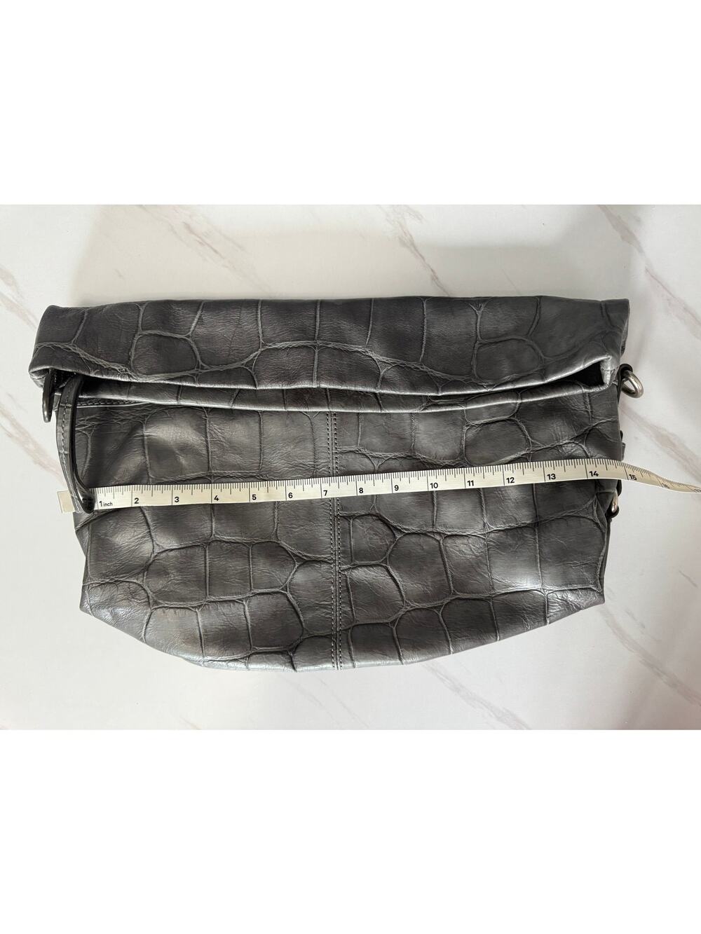 NWT VTG Y2K Club Monaco Grey Crocodile Embossed Clutch